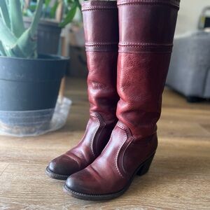 FRYE AND CO. Deep Red Leather Heeled Boots